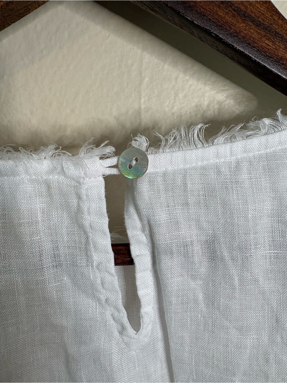 J Jill Love Linen Boho White 100% Linen Frayed Trim Tunic Top Large Lagenlook - Picture 6 of 15